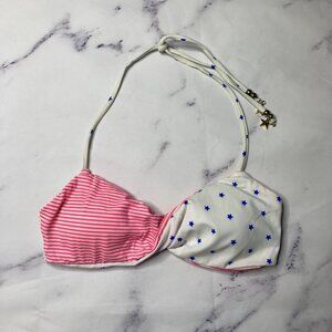 Victorias Secret Bikini Top Womens Sz Small Pink Striped Stars Mixed Media j104
